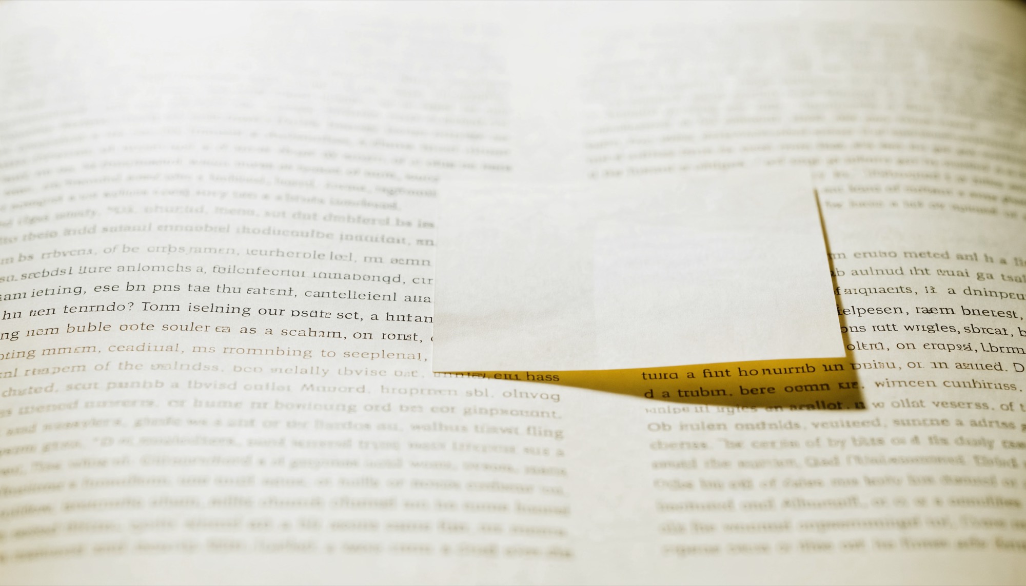 A correction slip pasted flat over the lines of a printed page it corrects, its bottom edge lifting.